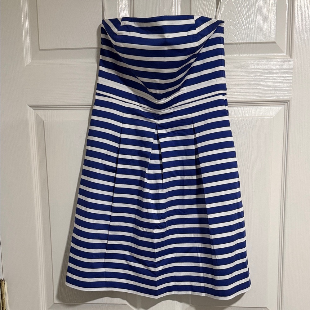 GAP Strapless Blue and White Stripe A-Line Dress